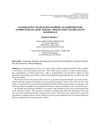 Más sobre Alternativa al Algoritmo de Mapeo de Retorno para el Cálculo de la Deformación Plástica. Aplicación a Materiales Dilatantes.