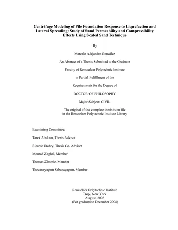 Más sobre Modelado en Centrífuga de la Respuesta de las Fundaciones de Pilotes a la Licuefacción y Dispersión Lateral: Estudio de Sa.
