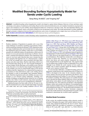 Más sobre Modelo Hipoplasticidad de Superficie de Acotamiento Modificado para Arenas bajo Cargas Cíclicas.