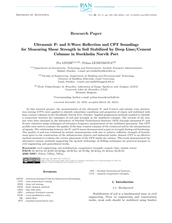 Más sobre Reflexión de Ondas P y S Ultrasonicas y Sondeos Cpt para Medir la Resistencia al Corte en Estabilización del Suelo