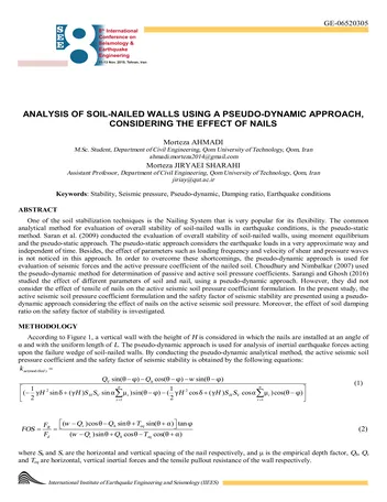 Más sobre Análisis de Muros Anclados al Suelo Usando un Enfoque Pseudodinámico, Considerando el Efecto de N