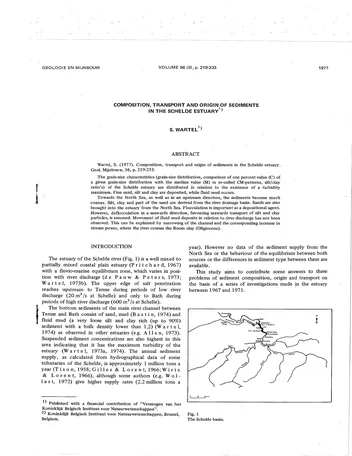 Más sobre Composición, Transporte y Origen de los Sedimentos en el Estuario del Schelde.