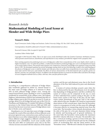 Más sobre Modelado Matemático de la Erosión Local en Pilas de Puentes Delgadas y Anchas.