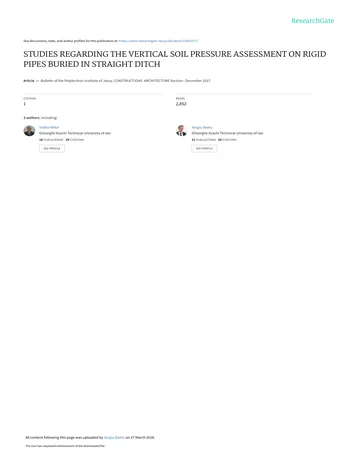 Más sobre Estudios sobre la Evaluación de la Presión Vertical del Suelo en Tuberías Rígidas Enterradas en Drenajes Rectos