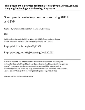 Más sobre Predicción de la Erosión en Contracciones Largas Usando ANFIS y SVM.