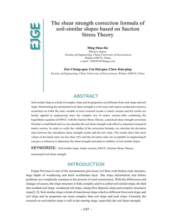 Más sobre Fórmula de Corrección de la Resistencia al Corte de Pendientes Similares al Suelo Basada en
